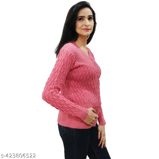 Women's wool full sleeve round neck cardigan, solid style in natural earthy tones, cozy layering piece for chilly weather