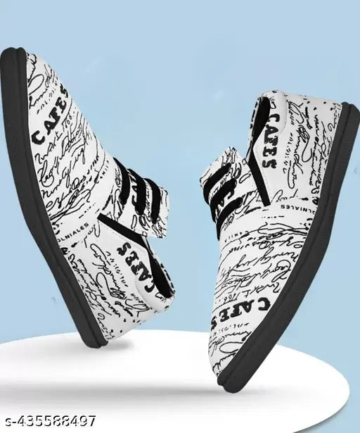 Casual shoes with black and white sneaker design, featuring 'Cape Code' graphic print
