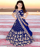 Embroidered silk lehenga for girls 12 years, short-sleeved top and net dupatta