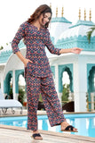 Viscose rayon printed pyjamas with three-quarter sleeves, size S-XXL, Indian-made