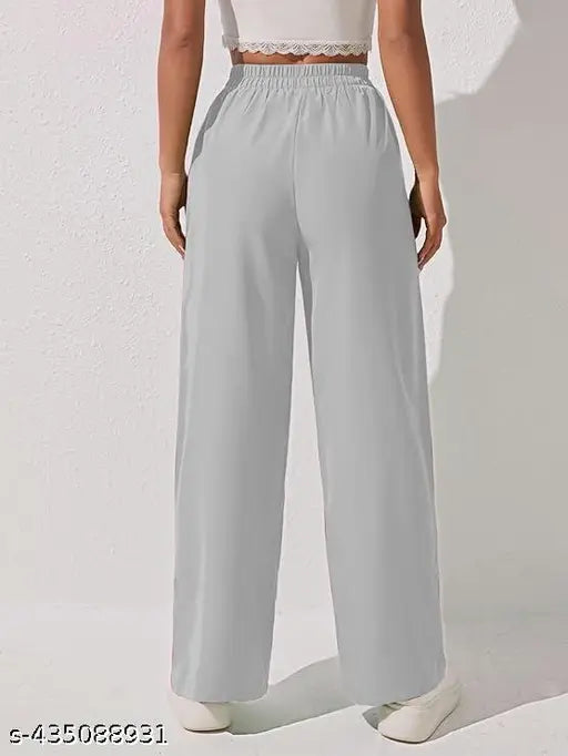 Grey cotton wide-leg trousers