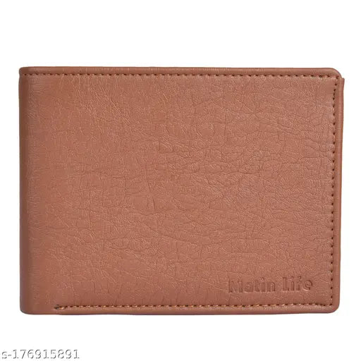 Black PU mini wallet for men, 9 card slots, casual style with 2 compartments, free size (12cm x 8cm), India-made accessory