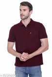 Men's short-sleeve solid polycotton polo t-shirt, available in sizes L (39" chest, 27" length), XL (41" chest, 28" length), XXL (43" chest, 29" length). High-quality, breathable fabric for everyday wear. Machine washable with no shrinkage. Made in India