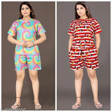Women's polycotton printed co-ords set - night suit & dress, low price, India-made, minimal design for restful sleep