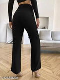Trendy black, wine cotton blend women's palazzo trousers combo pack of 2 (26, 28, 30, 32, 34) - comfortable semi-formal wear for office