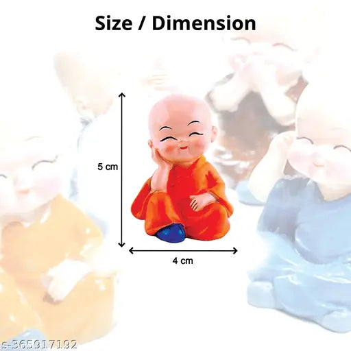 High-quality porcelain Baby Buddha Monk set (N4), versatile home decor & car dashboard art piece, brings tranquility to any space