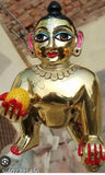 Brass Krishna Idol, Laddu Gopal Ji size 5, Indian religious statue on a pedestal