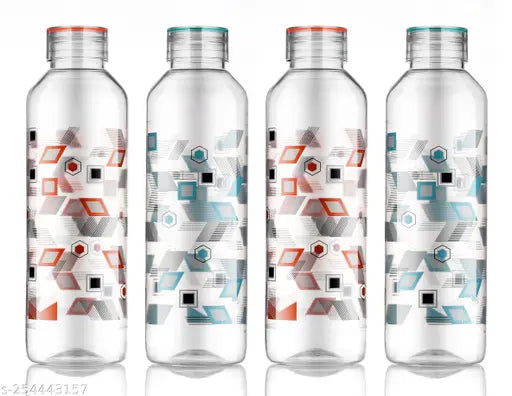 White premium water bottles (6-pack) for school, college, office - leak-proof, plastic, fridge-safe