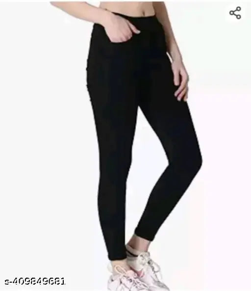 Cotton blend solid women's Staylish jeggings, versatile and stylish for various sizes S-XXL from India