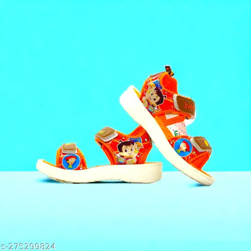 Bheem's Stride" - Colorful patent leather kids sandals inspired by Chhota Bheem, featuring EVA sole and Velcro fastening. Perfect for active play for ages 12 months to 10 years. Made in India
