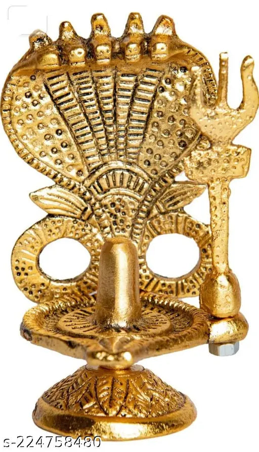 Metal Shivling with Sheshnag, 12cm high, Adi Shankara's design, Indian craftsmanship