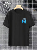Black oversize men's Naruto print t-shirt, short sleeves cotton fabric, trendy fashion wear, India origin