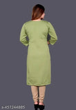 Woolen long sleeve kurti in winter color, embroidered pattern
