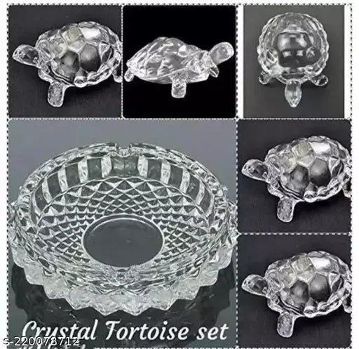 ABS crystal tortoiseshell Kachhua with glass plate for career, wealth, good luck - Indian Feng Shui showpiece