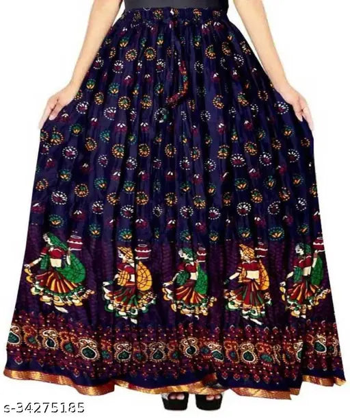 Colorful embroidered paisley print skirt, length: midi