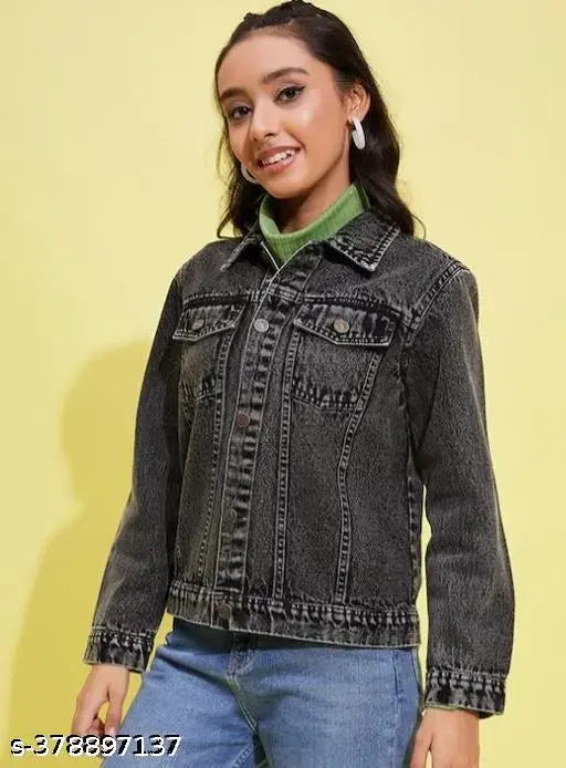 Blue denim jacket, kid friendly, casual wear
