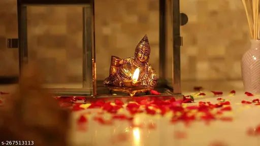 Kuber Deepak, brass temple deepak for money and wealth, decorative room home decoration, showpiece item, office decoration, gift item, earthenware oil lamp, 9 wicks
