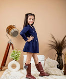 Navy blue polyester full-sleeve trench jacket