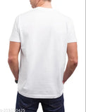 White polyester men's short sleeve t-shirt with printed couple design, made in India