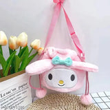 Kawaii Sanrio face bag, pink crossbody sling with one compartment, cute fur accessory