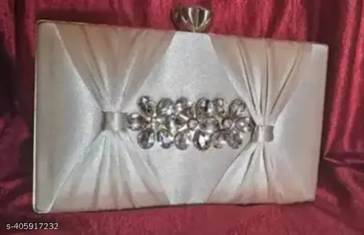 Rose gold fabric bridal clutch purse bag
