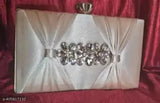 Rose gold fabric bridal clutch purse bag