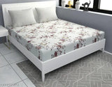 Glace cotton fitted King-size bedsheets, 220 thread count, floral design, dark & light combo with coordinating pillows