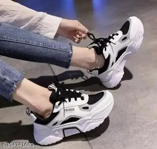 Black mesh women's casual shoes, Airmix sole, solid pattern, lace-up fastening, breathable upper - Nandini Shoes India