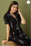 Elegant rayon nightsuits for women, printed net pattern, trendy nightwear set