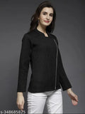 Lyocell fancy women's sweater, solid-colored long sleeves, sizes S-XL, made in India