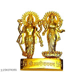 Golden brass Laxmi Narayana statue, 11cm tall Indian god decor showpiece