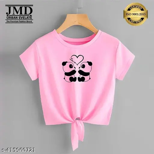 Classic Lycra short-sleeve women's T-shirt with printed fashion design, size S (36in bust, 18in length)