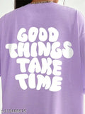 Beas Trend's Good Things Takes Time Printed Women Tshirt | Women's Half Sleeve Round Neck Oversized T-Shirt Tee Loose Casual Tshirt TEEs