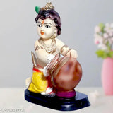 Resin Krishna Makhan Chor idol, 15.5cm x 18.5cm x 9cm, Indian decorative statue for pooja room