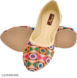 Stylish textile bellies for women in various sizes (IND-4 to IND-9), handcrafted from India