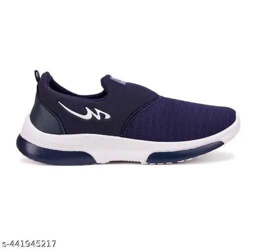 Blue, black, and white lace up running shoes for boys
