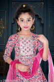 Cotton silk printed kurta sharara set with dupatta for girls, Indian fashion wear for kids