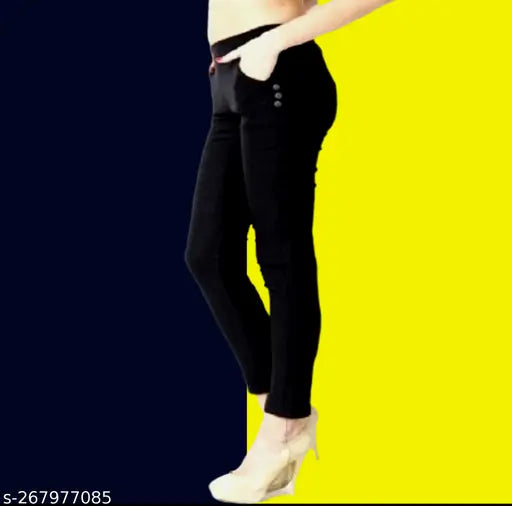 Black lycra slim fit jeggings for women, machine washable, high-quality premium Lycra fabric