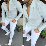 White cotton blend lycra slim fit stretch jeans - lightweight, comfortable, stylish men's trousers