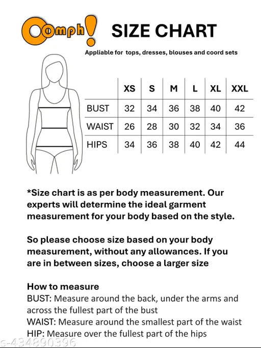 Asymmetrical white skirt with black waistband, size chart included. Adjustable, suitable for casual wear