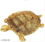 Metal gold Tortoise Kachhua Feng Shui showpiece, symbolizes longevity and wisdom for home/office decor, 18 cm tall