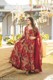 Yellow Georgette Anarkali Kurti with Dupatta, printed design, suitable for women's and girls' casual events