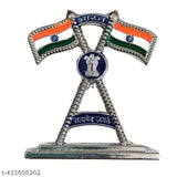 Silver-plated national flag metal showpiece for car dashboard, office, home decor, or return gifts. Authentic Indian craftsmanship." (124 characters)