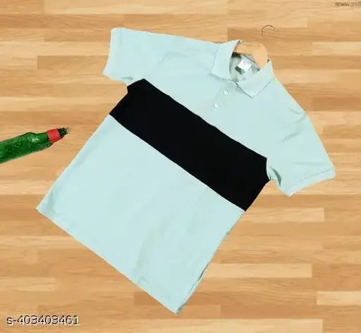 Maroon striped polo collar style cotton blend t-shirt, half sleeves, casual men's apparel, colorblocked pattern