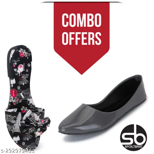 Grey belly black Paris patent leather ballerina slippers for ladies daily/office/party wear - attractive design and comfortable fit