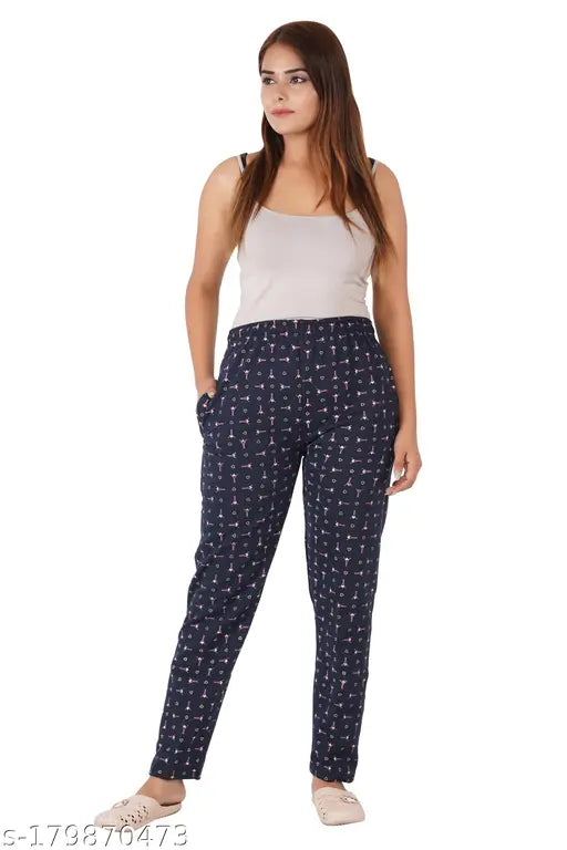 Radhika blue wool pyjamas, ladies' warm fleece-lined leggings
