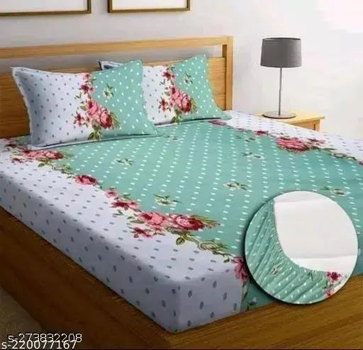 Glace cotton floral print fitted bedsheets & pillow covers, superfine quality for summer upgrades