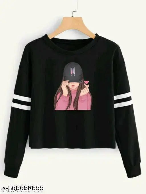 Cotton blend long sleeves women's full printed t-shirt, trendy and appealing with unique charm for casual and party looks, made in India