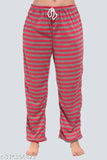 Red and black striped printed pyjamas, elastic waistband