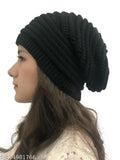 Woman's black knit beanie